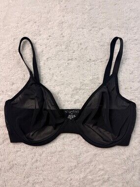 Negative Sieve Demi Bra 34D Black Sheer Mesh Underwire